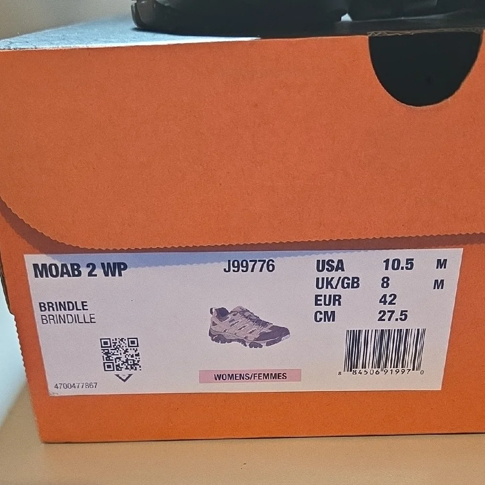 Merrell Women's Moab 2 WP Brindle Shoes - Tan and Gray 10.5 - Picture 8 of 8